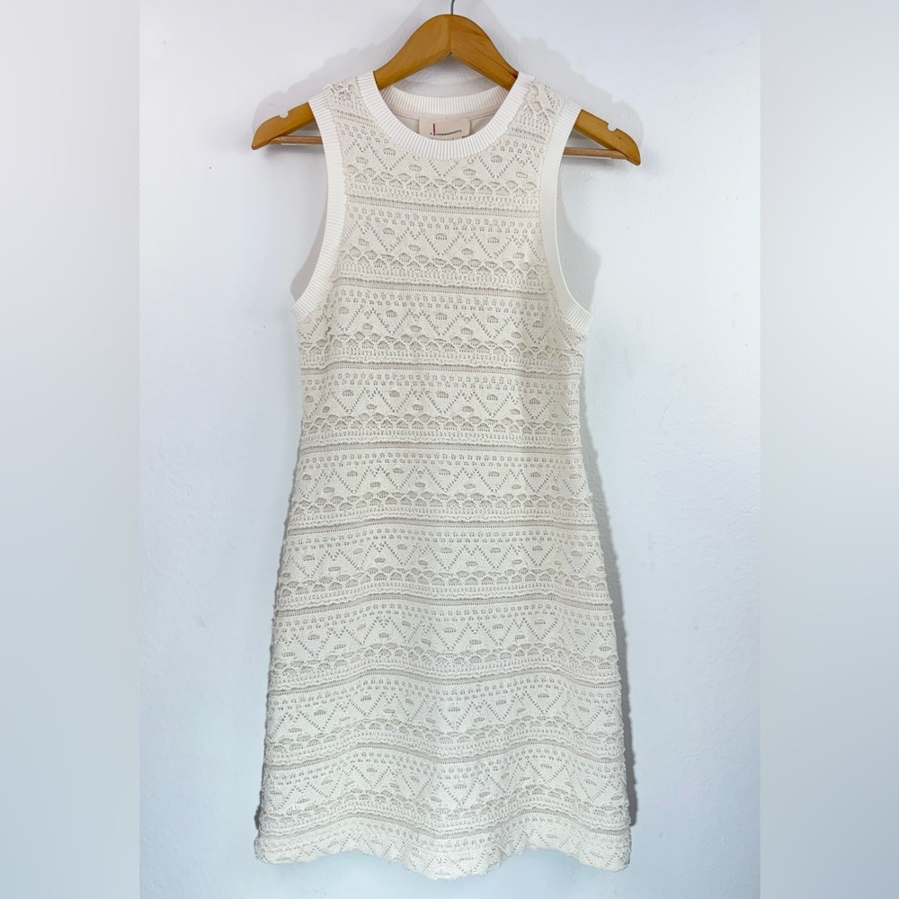 Anthropologie Textured Knit Crochet Sleeveless Mini Dress Size S - Picture 5 of 12